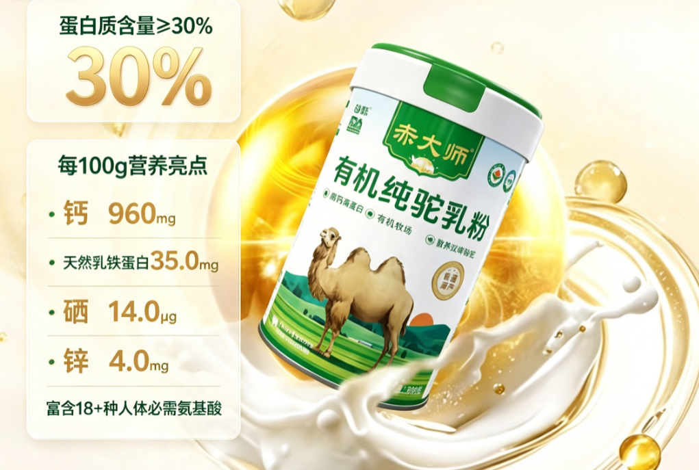配料纯净、双有机认证、低温双工艺，赤大师有机纯驼乳粉小分子活性营养溯源码全解析